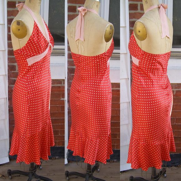 NEW size 8 POLECI Polka dot SILK dress Pinup Girl - Picture 12 of 12